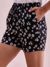 Load image into Gallery viewer, Go Colors Black Cotton Knit Printed Lounge Shorts
