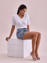 Load image into Gallery viewer, Go Colors Black Cotton Knit Printed Lounge Shorts
