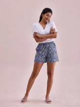 Load image into Gallery viewer, Go Colors Black Cotton Knit Printed Lounge Shorts
