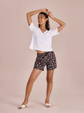 Load image into Gallery viewer, Go Colors Black Cotton Knit Printed Lounge Shorts
