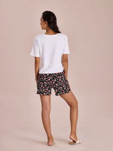 Load image into Gallery viewer, Go Colors Black Cotton Knit Printed Lounge Shorts
