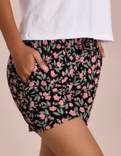 Load image into Gallery viewer, Go Colors Black Cotton Knit Printed Lounge Shorts
