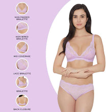 Load image into Gallery viewer, Wacoal Essential Lace Non Padded Non Wired 3/4th cup Bridal Wear Lace Bralette - Lavender I10364
