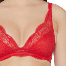 Load image into Gallery viewer, Wacoal Essential Lace Non Padded Non Wired 3/4th cup Bridal Wear Lace Bralette - Red I10364
