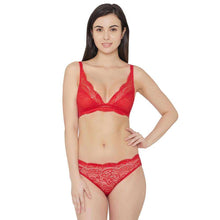 Load image into Gallery viewer, Wacoal Essential Lace Non Padded Non Wired 3/4th cup Bridal Wear Lace Bralette - Red I10364
