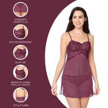 Load image into Gallery viewer, Wacoal Essential Lace Non Padded Non Wired Bridal Wear Lace Babydoll Chemise - Purple I14364
