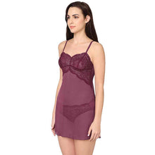Load image into Gallery viewer, Wacoal Essential Lace Non Padded Non Wired Bridal Wear Lace Babydoll Chemise - Purple I14364
