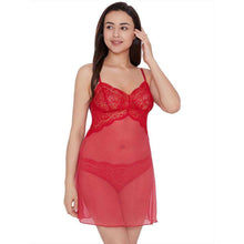 Load image into Gallery viewer, Wacoal Essential Lace Non Padded Non Wired Bridal Wear Lace Babydoll Chemise - Red I14364
