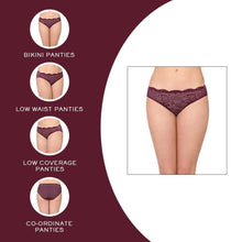 Load image into Gallery viewer, Wacoal Essential Lace Low Waist Low Coverage Bridal Wear Lace Bikini Panty - Wine I43364
