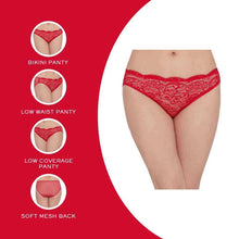 Load image into Gallery viewer, Wacoal Essential Lace Low Waist Low Coverage Bridal Wear Lace Bikini Panty - Red I43364
