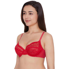 Load image into Gallery viewer, Wacoal Essential Lace Non Padded Wired Full Cup Bridal Wear Lace Bra Full Support Bra - Red I51364
