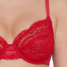 Load image into Gallery viewer, Wacoal Essential Lace Non Padded Wired Full Cup Bridal Wear Lace Bra Full Support Bra - Red I51364
