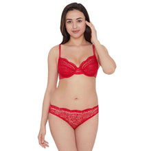 Load image into Gallery viewer, Wacoal Essential Lace Non Padded Wired Full Cup Bridal Wear Lace Bra Full Support Bra - Red I51364
