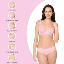 Load image into Gallery viewer, Wacoal Essential Lace Non Padded Wired Full Cup Bridal Wear Lace Bra Full Support Bra - Light Pink I51364
