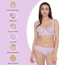 Load image into Gallery viewer, Wacoal Essential Lace Non Padded Wired Full Cup Bridal Wear Lace Bra Full Support Bra - Lavender I55364
