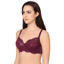 Load image into Gallery viewer, Wacoal Essential Lace Non Padded Wired Full Cup Bridal Wear Lace Bra Full Support Bra - Wine I55364
