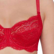 Load image into Gallery viewer, Wacoal Essential Lace Non Padded Wired Full Cup Bridal Wear Lace Bra Full Support Bra - Red I55364
