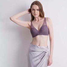 Load image into Gallery viewer, Wacoal Emma Lace Padded Non-wired 3/4th Cup Bridal Wear Medium coverage Lace Bra - Purple IAB317
