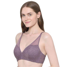 Load image into Gallery viewer, Wacoal Emma Lace Padded Non-wired 3/4th Cup Bridal Wear Medium coverage Lace Bra - Purple IAB317
