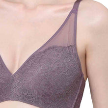 Load image into Gallery viewer, Wacoal Emma Lace Padded Non-wired 3/4th Cup Bridal Wear Medium coverage Lace Bra - Purple IAB317
