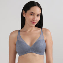 Load image into Gallery viewer, Wacoal Emma Lace Padded Non-wired 3/4th Cup Bridal Wear Medium coverage Lace Bra-Grey IAB317
