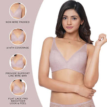 Load image into Gallery viewer, Wacoal Emma Lace Padded Non-wired 3/4th Cup Bridal Wear Medium coverage Lace Bra - Light Purple IAB317
