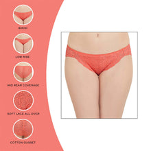Load image into Gallery viewer, Wacoal Plush Desire Low Waist Medium Coverage Bridal Wear Lace Bikini Panty - Coral IAS090
