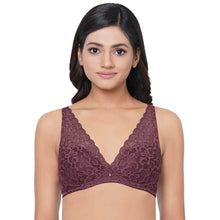 Load image into Gallery viewer, Wacoal Mystique Padded Non-wired 3/4th Cup Bridal Wear Medium coverage Lace Bra - Wine IAT155
