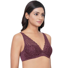 Load image into Gallery viewer, Wacoal Mystique Padded Non-wired 3/4th Cup Bridal Wear Medium coverage Lace Bra - Wine IAT155
