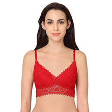 Load image into Gallery viewer, Wacoal Gaia Collection Padded Non-Wired 3/4th Coverage Lacy Bralette Bra - Red IB3215
