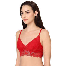 Load image into Gallery viewer, Wacoal Gaia Collection Padded Non-Wired 3/4th Coverage Lacy Bralette Bra - Red IB3215
