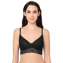 Load image into Gallery viewer, Wacoal Gaia Collection Padded Non-Wired 3/4th Coverage Lacy Bralette Bra - Black IB3215

