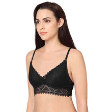 Load image into Gallery viewer, Wacoal Gaia Collection Padded Non-Wired 3/4th Coverage Lacy Bralette Bra - Black IB3215
