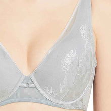 Load image into Gallery viewer, Wacoal Feliz Padded Wired  3/4th Cup Everyday Wear Medium coverage Lace Plunge Bra - Grey IB4212
