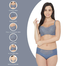 Load image into Gallery viewer, Wacoal Moselle Padded Wired Full Cup Bridal Wear Full coverage Lace Bra - Blue IB4223
