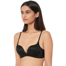 Load image into Gallery viewer, Wacoal Zephyr Padded Non Wired 3/4Th Cup Push-Up Lacy Plunge Bra - Black IB45910IN
