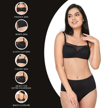 Load image into Gallery viewer, Wacoal Contour Padded Wired 3/4th Cup Full Coverage Mesh Fashion Bra - Black IB5246R
