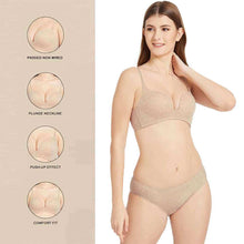 Load image into Gallery viewer, Wacoal Ecozen Padded Non-wired 3/4th Cup Everyday Wear Push-up Bra - Beige IB5464
