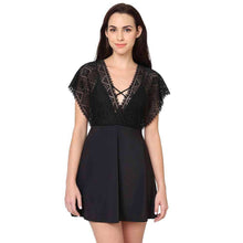 Load image into Gallery viewer, Wacoal Gaia Non Padded Non Wired Bridal Wear Short Lace Babydoll Chemise - Black IN3216
