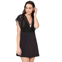 Load image into Gallery viewer, Wacoal Gaia Non Padded Non Wired Bridal Wear Short Lace Babydoll Chemise - Black IN3216

