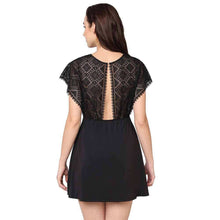 Load image into Gallery viewer, Wacoal Gaia Non Padded Non Wired Bridal Wear Short Lace Babydoll Chemise - Black IN3216
