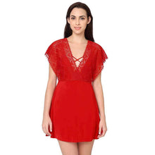Load image into Gallery viewer, Wacoal Gaia Non Padded Non Wired Bridal Wear Short Lace Babydoll Chemise - Red IN3216
