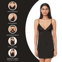 Load image into Gallery viewer, Wacoal Zephyr Non Padded  Non Wired Bridal Wear Short Satin Babydoll Chemise - Black IN45910IN
