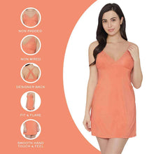 Load image into Gallery viewer, Wacoal Zephyr Non Padded  Non Wired Bridal Wear Short Satin Babydoll Chemise - Orange IN45910IN
