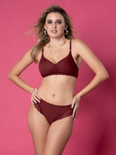 Load image into Gallery viewer, Sonari Soft Nylon and Lace Lightly Padded Medium Coverage Wirefree Bridal Lingerie Set with Lace Edge Panty – KASHISH
