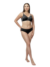 Load image into Gallery viewer, Sonari Nylon and Lace Romantic Lingerie Set with Non-Padded Wirefree Medium Coverage Bra and Full Coverage Panty – KRISHA
