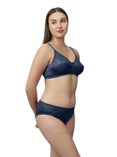 Load image into Gallery viewer, Sonari Nylon and Lace Romantic Lingerie Set with Non-Padded Wirefree Medium Coverage Bra and Full Coverage Panty – KRISHA
