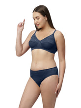 Load image into Gallery viewer, Sonari Nylon and Lace Romantic Lingerie Set with Non-Padded Wirefree Medium Coverage Bra and Full Coverage Panty – KRISHA
