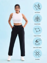 Load image into Gallery viewer, Go Colors Black Cotton Stretch Track Pant
