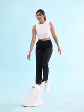 Load image into Gallery viewer, Go Colors Black Cotton Stretch Track Pant
